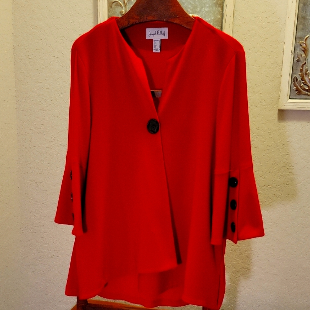 Joseph Ribkoff Red Single Button Knit Jacket Size 12
